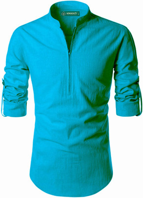 VIMASUTI Men Solid A-line Kurta(Green)