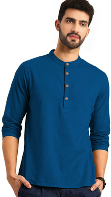 Navkanj Men Solid Asymmetric Kurta(Multicolor)