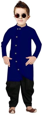 Metro Traders Boys Solid Straight Kurta(Dark Blue)