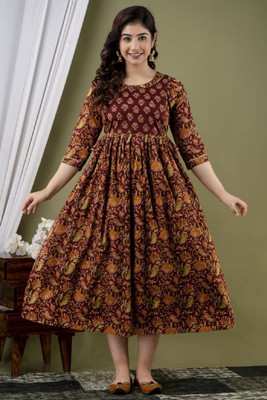 HouseOfCommon Women Printed Anarkali Kurta(Multicolor)