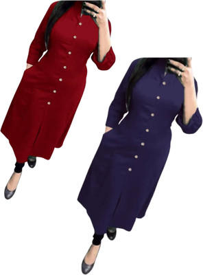 AAI MOGAL Women Solid Straight Kurta(Multicolor)