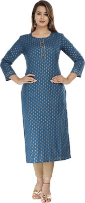 Ravishree Impex Women Printed Straight Kurta(Light Blue)