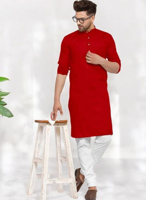 Rashmi Genz Men Printed Straight Kurta(Red)