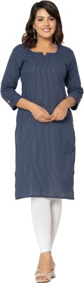 Krishna women wear Women Striped Straight Kurta(Blue)