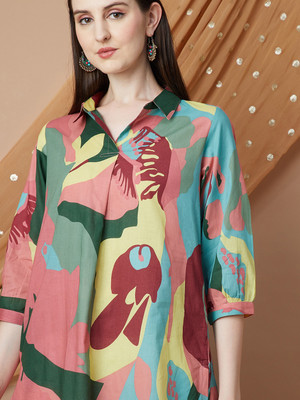 Melange by Lifestyle Women Printed A-line Kurta(Multicolor)