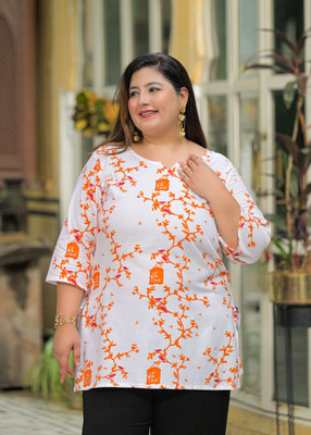 Lee Moda Women Printed Straight Kurta(White)