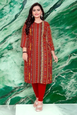 Zolo Creation Women Printed Straight Kurta(Red)