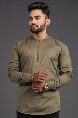 SOPANI Men Solid Straight Kurta(Green)
