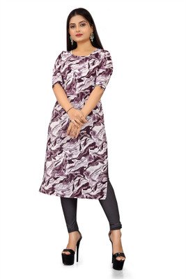 Aarohi Women Printed A-line Kurta(Purple)