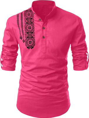 FOLGEN Men Self Design Straight Kurta(Multicolor)