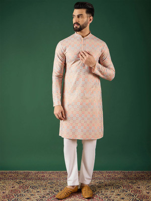 ANOUK Men Floral Print Straight Kurta(Multicolor)