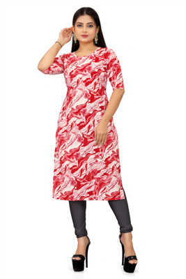Aarohi Women Printed A-line Kurta(Red)