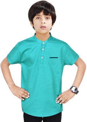 MADE IN THE SHADE Boys Solid Straight Kurta(Light Green)
