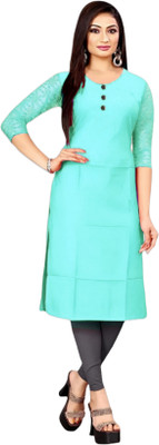 Coft Women Solid Straight Kurta(Blue)