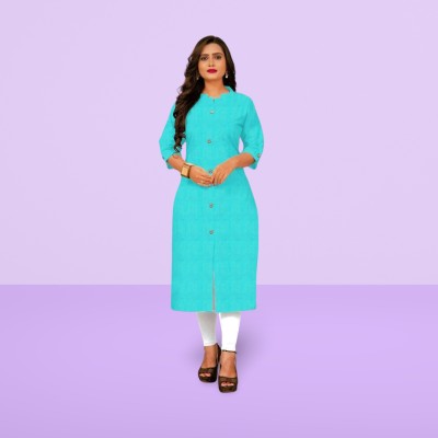 Narrow Fashion Women Solid Straight Kurta(Light Blue)