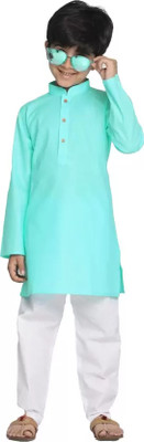 KSH Trendz Boys Festive & Party Kurta and Pyjama Set(Light Green Pack of 1)