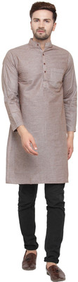 Aarsha Men Solid Straight Kurta(Brown)