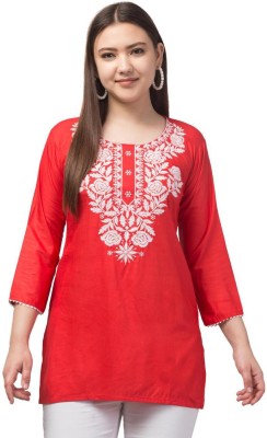 SwalihaFashion Women Embroidered Straight Kurta(Red)