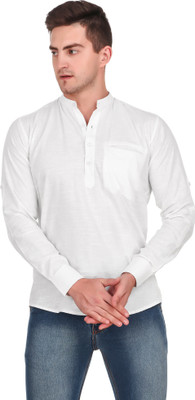 ELEPANTS Men Solid A-line Kurta(White)