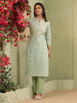 Span Women Printed Straight Kurta(White)