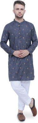 KUONS AVENUE Men Embellished Straight Kurta(Blue)