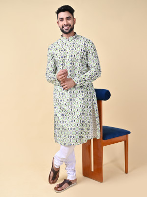 MANNYATA Men Chikan Embroidery A-line Kurta(Multicolor)
