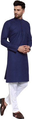 Vibhuti Men Solid Straight Kurta(Dark Blue)