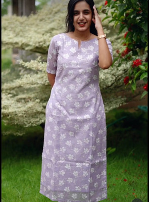 MT Creation Women Printed A-line Kurta(Purple)