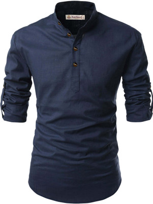Navkanj Men Solid A-line Kurta(Blue)