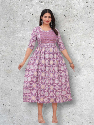 Gora Laxmi Women Printed Anarkali Kurta(Multicolor)