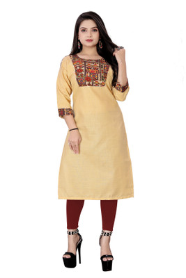 ACHES Women Embroidered A-line Kurta(Multicolor)