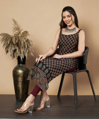 VBUYZ Women Printed Straight Kurta(Multicolor)