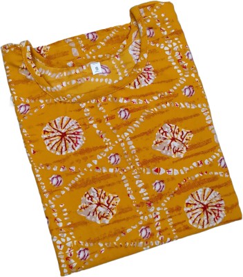 RD Collection Women Printed Straight Kurta(Yellow)