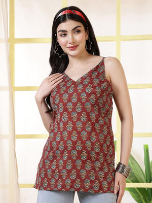 Nayo Women Printed Straight Kurta(Maroon)