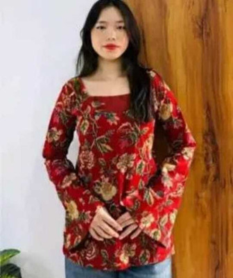 SK Creation Women Floral Print, Printed Straight Kurta(Red)