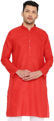 MAHARAJA Men Solid Straight Kurta(Red)