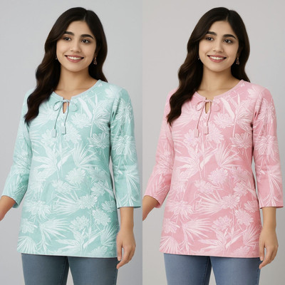 Adi fashion collection Women Floral Print A-line Kurta(Pink)