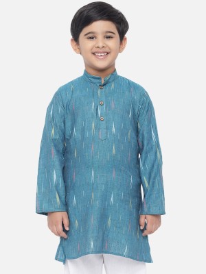 Vastraa Fusion Boys Ikat Straight Kurta(Blue)