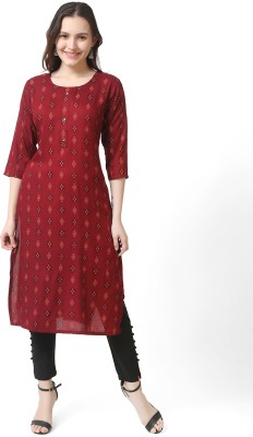 hriday fashion Women Printed A-line Kurta(Maroon)