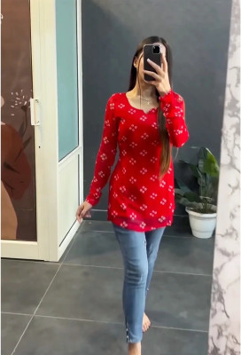 RTcollex Women Printed Straight Kurta(Red)