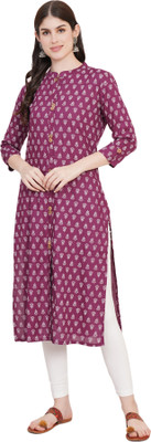 Classy Plus Women Printed A-line Kurta(Purple, White)