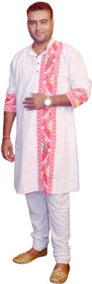 Tuh Men Printed A-line Kurta(White)