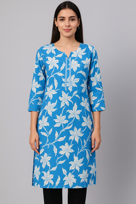 ASHA ENTERPRISE Women Printed Trail Cut Kurta(Blue)