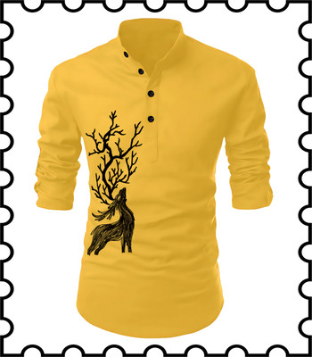 Kavyangle Creation Men Animal Print Straight Kurta(Multicolor)