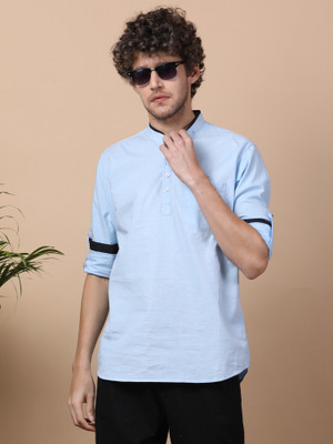 KUONS AVENUE Men Solid Straight Kurta(Light Blue)