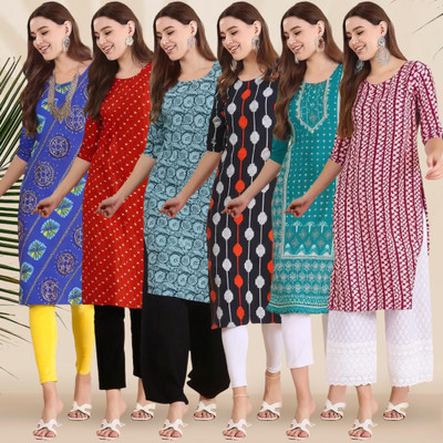 EthnicBasket Women Printed Straight Kurta(Multicolor)