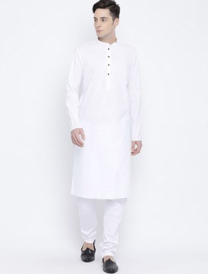 HotGown Men Solid Straight Kurta(White)