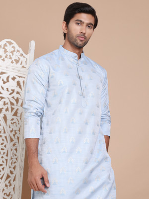 ANOUK Men Printed Straight Kurta(Blue)