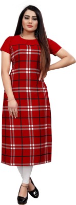 VEERPAL CREATION Women Printed A-line Kurta(Red)