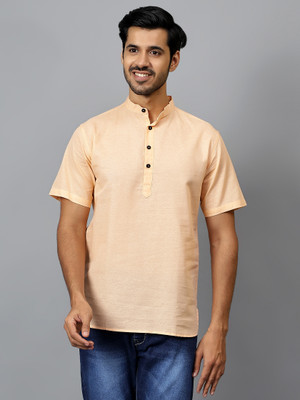 Yugnik Men Solid Straight Kurta(Orange)
